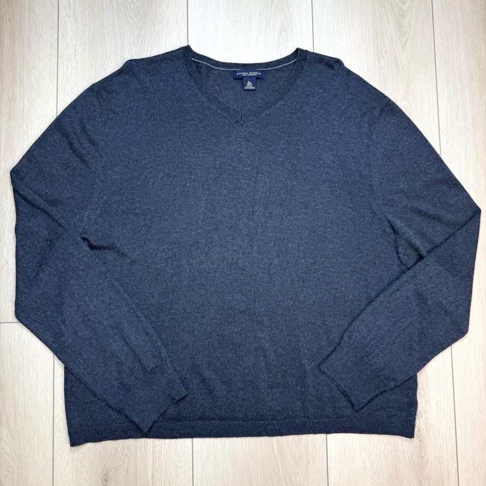 VTG Y2K Banana Republic Silk Cashmere Sweater Mens XL Gray V Neck Luxury